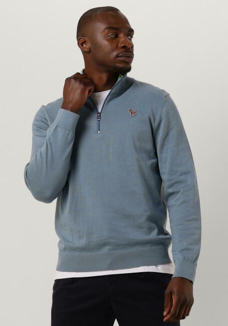 PS PAUL SMITH Pull MENS SWEATER HALF ZIP ZEB BAD Bleu clair - large