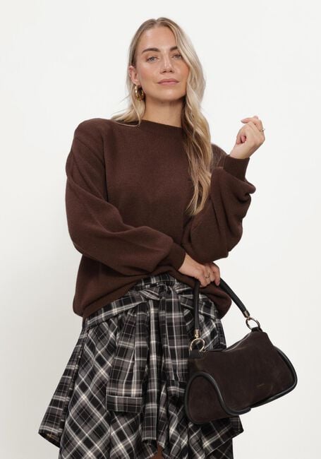 ALIX THE LABEL LADIES KNITTED SHOULDER PADS PULLOVER Pulls & Gilets en marron - large