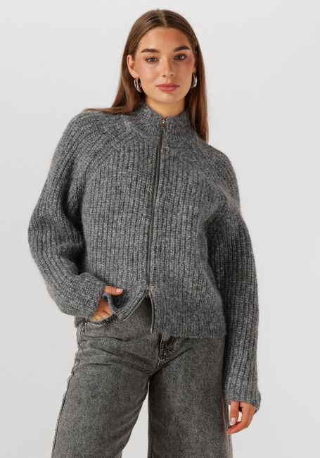 Grijze SELECTED WOMEN Trui SLFANJULI LS KNIT ZIP CARDIGAN - large