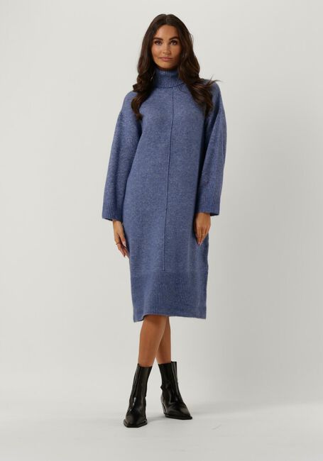 Blauwe OBJECT Midi jurk ABBIE L/S KNIT DRESS - large