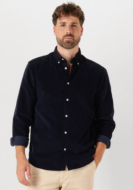 Donkerblauwe SELECTED MEN Casual overhemd SLHREGDANNI CORD BD LS SHIRT - large
