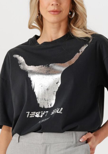 ALIX THE LABEL T-shirt LADIES KNITTED SILVER BULL TSHIRT en noir - large