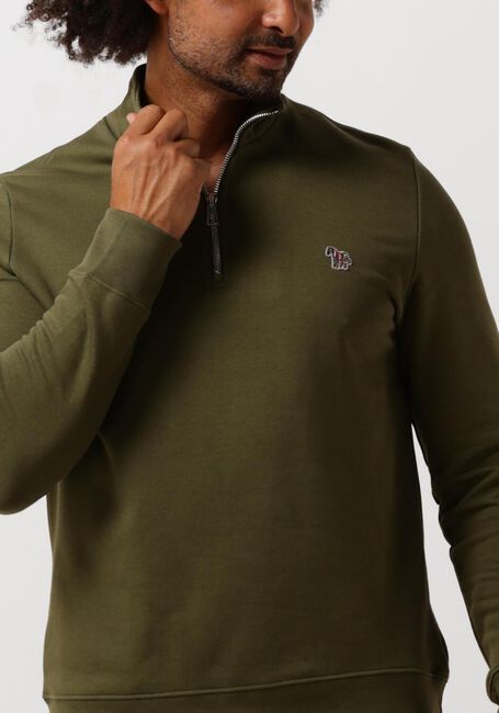 PS PAUL SMITH Chandail MENS REG FIT HALF ZIP SWEAT ZEBRA en vert - large