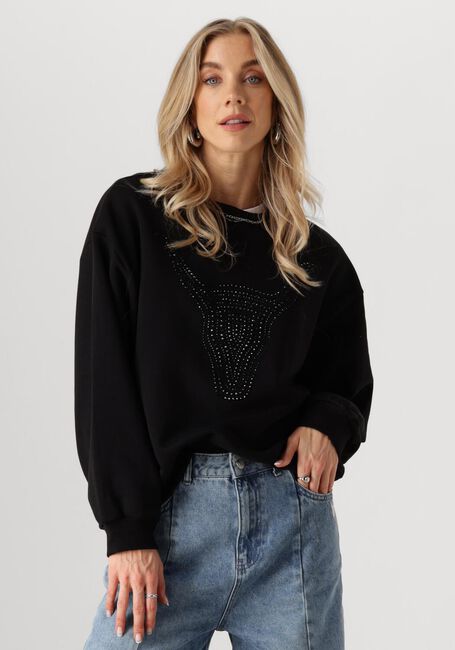 Zwarte ALIX THE LABEL Trui LADIES KNITTED STRASS BULL - large