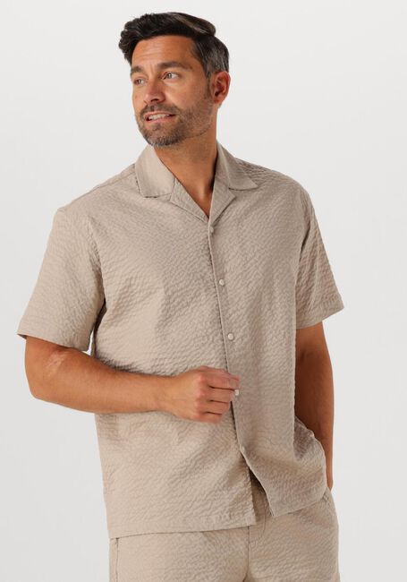 SELECTED HOMME Chemise décontracté SLHRELAXED-ACE SEERSUCKER SS SHIRT en beige - large