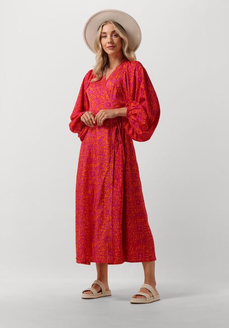 Oranje SISSEL EDELBO Midi jurk AMBRIOSIA WRAP DRESS - large