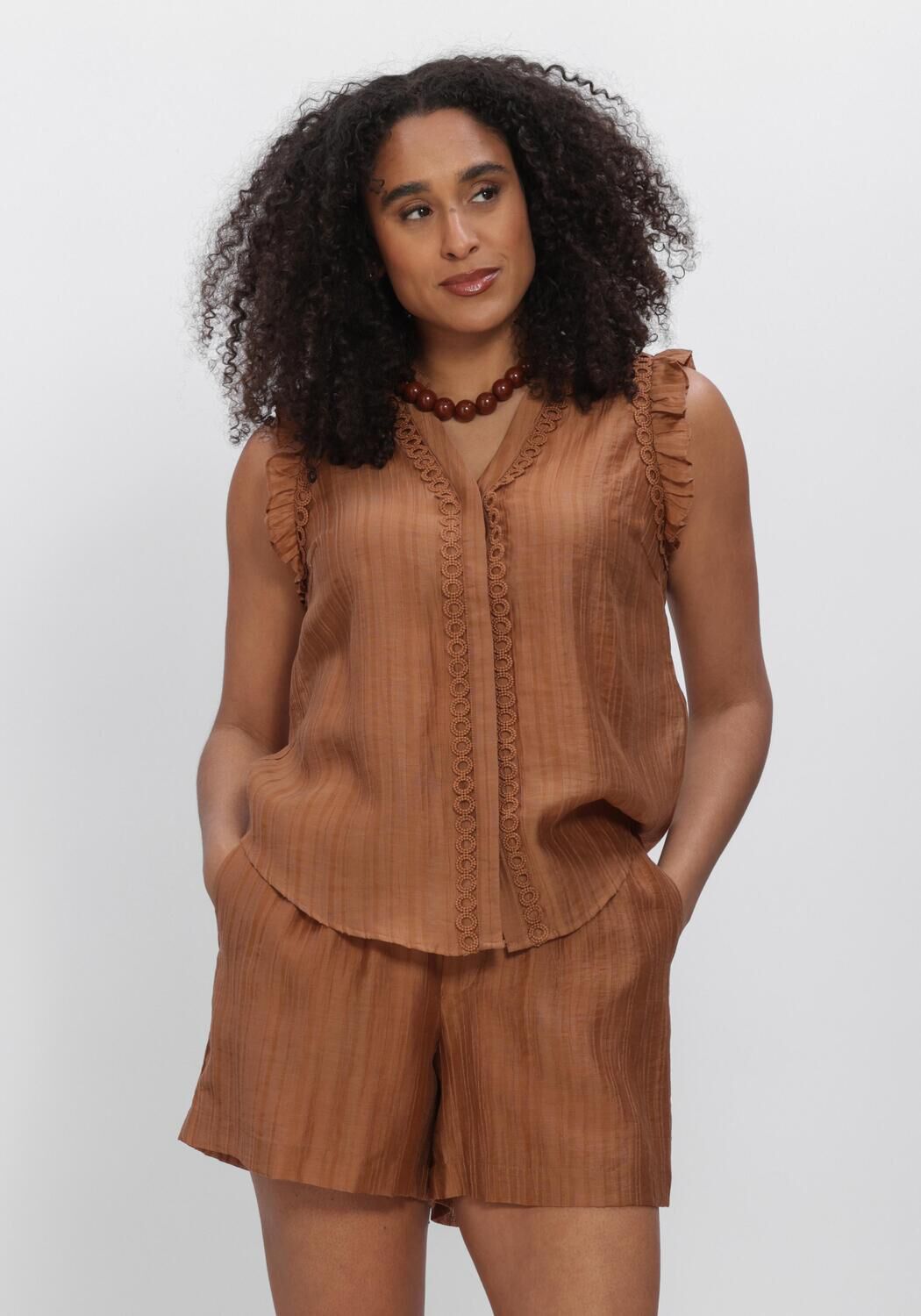 CO'COUTURE Haut REGGIECC FRILL TOP en marron - large
