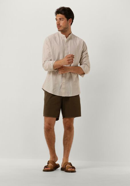 Beige SELECTED MEN Casual overhemd SLHREGNEW-LINEN SHIRT LS BAND - large
