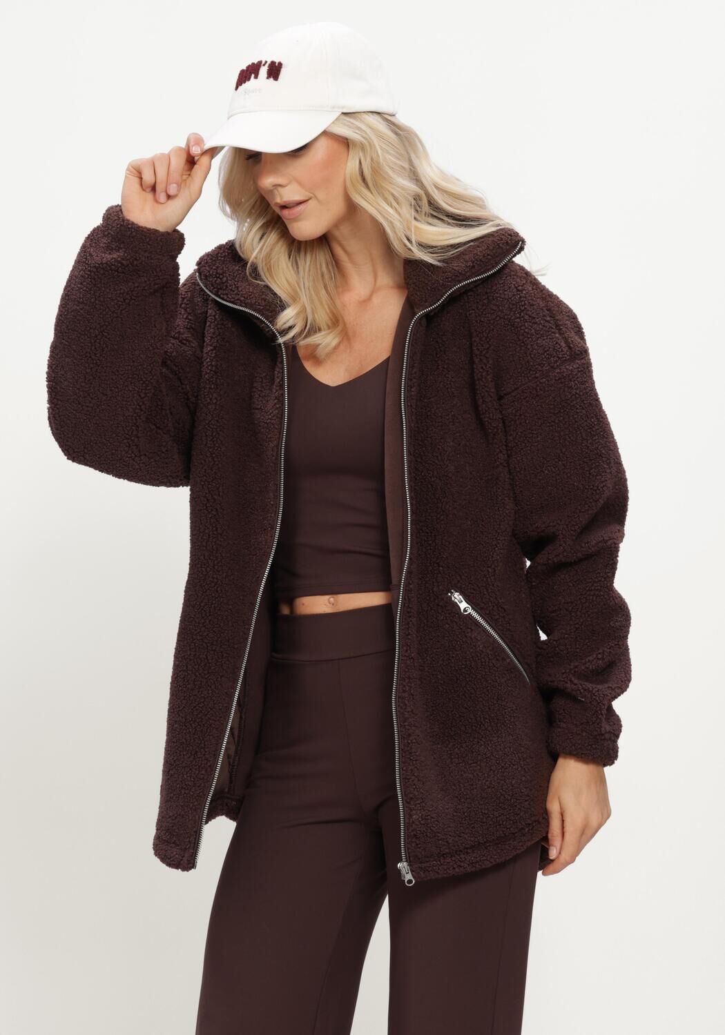Bruine AIM'N Teddy jas PILE JACKET - large