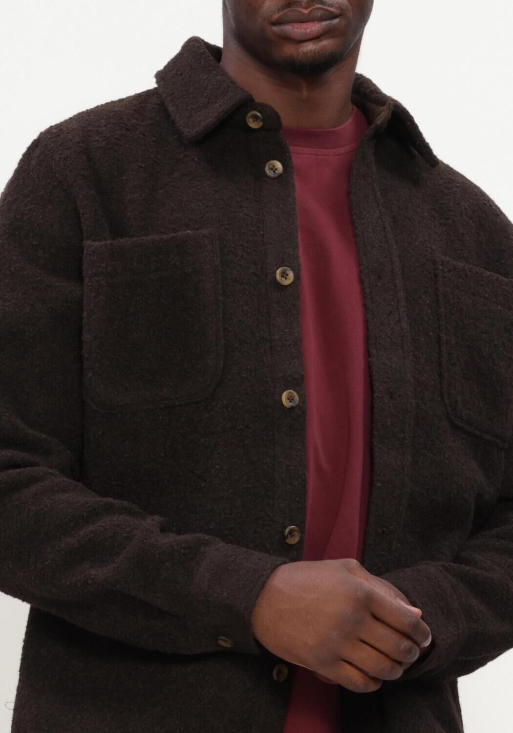 LES DEUX Surchemise BOUCL&Eacute; OVERSHIRT en marron - large