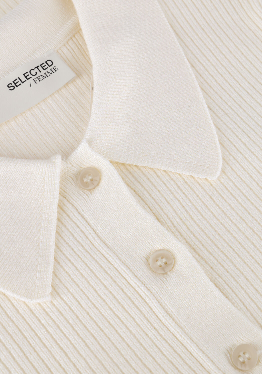 Gebroken wit SELECTED WOMEN Top SLFHELEN 2/4 KNIT COLLAR - large