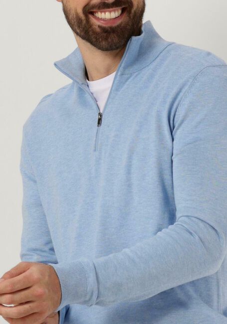 Lichtblauwe SELECTED HOMME Trui SLHBERG HALF ZIP CARDIGAN NOOS - large