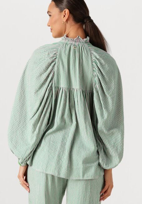 POM AMSTERDAM BLOUSE SEERSUCKER GREEN PINK Blouses en multicolore - large