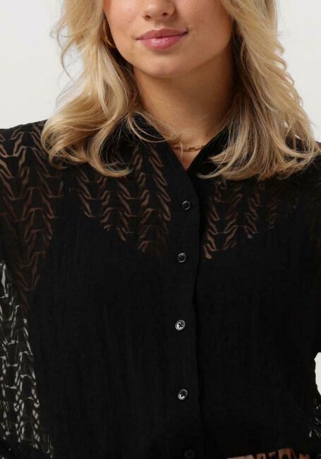 Zwarte ALIX THE LABEL  LADIES WOVEN BULL BURNOUT BLOUSE - large