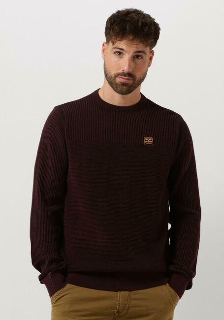 PME LEGEND Pull CREWNECK COTTON PLATED Bordeaux - large