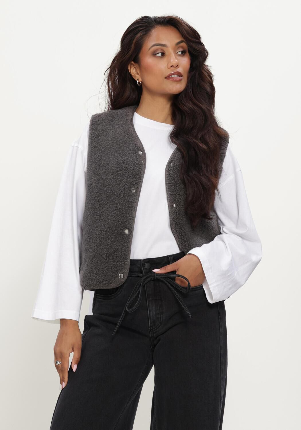 OBJECT Gilet OBJELLA WAISTCOAT NOOS Gris fonc&eacute; - large