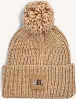 Camel UGG Muts CHUNKY RIB KNIT BEANIE W POM - medium