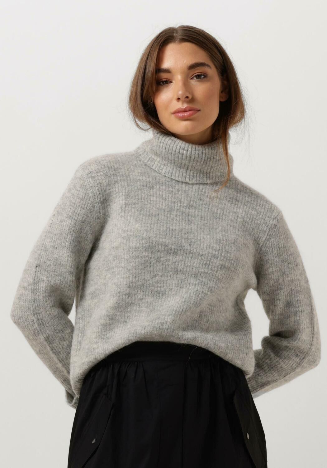 Lichtgrijze SELECTED FEMME Coltrui SLFSIA RAS LS KNIT ROLLNECK Omoda