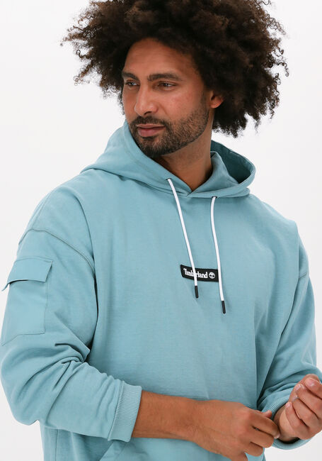 Lichtblauwe TIMBERLAND Sweater PU MIXED MEDIA HOODIE - large