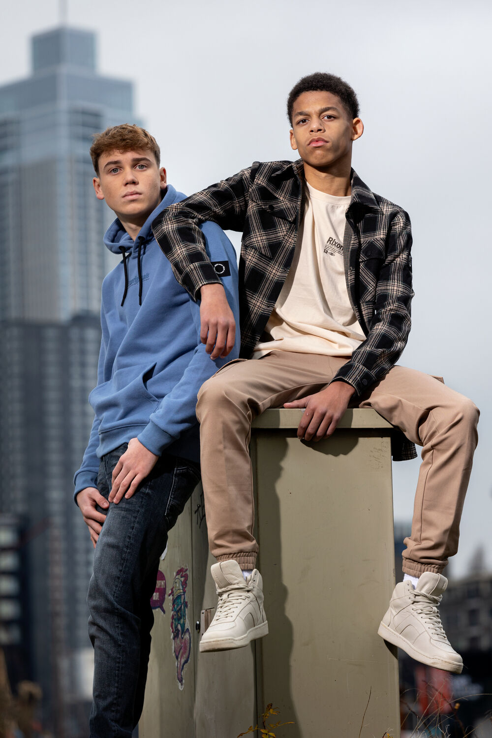 RELLIX Chemise d&eacute;contract&eacute; SHIRT JACKET BIG CHECK en noir - large