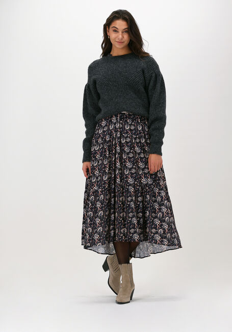 Zwarte BY-BAR Midi jurk JULIA NIGHT FLOWER DRESS - large