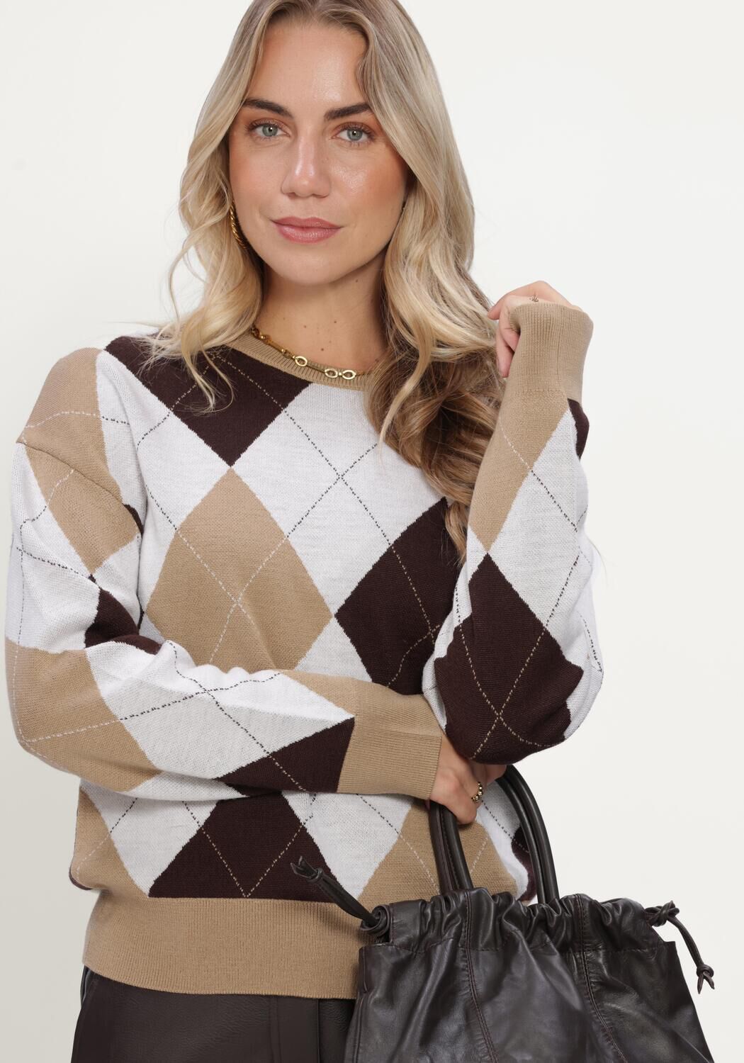 SELECTED WOMEN Pull SLWTHEA LS KNIT ARGYLE O-NECK en multicolore - large