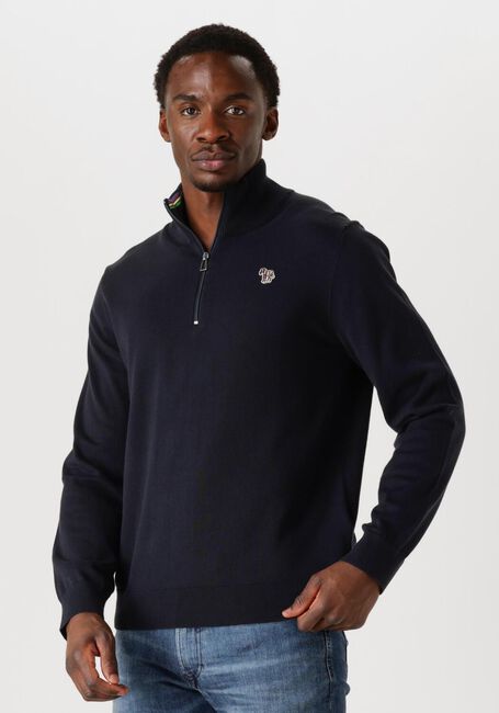 PS PAUL SMITH Pull MENS SWEATER ZIP NECK ZEB BAD en bleu - large