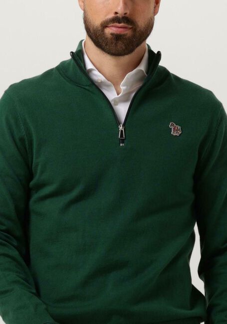 Groene PS PAUL SMITH Trui MENS SWEATER ZIP NECK ZEB BAD - large