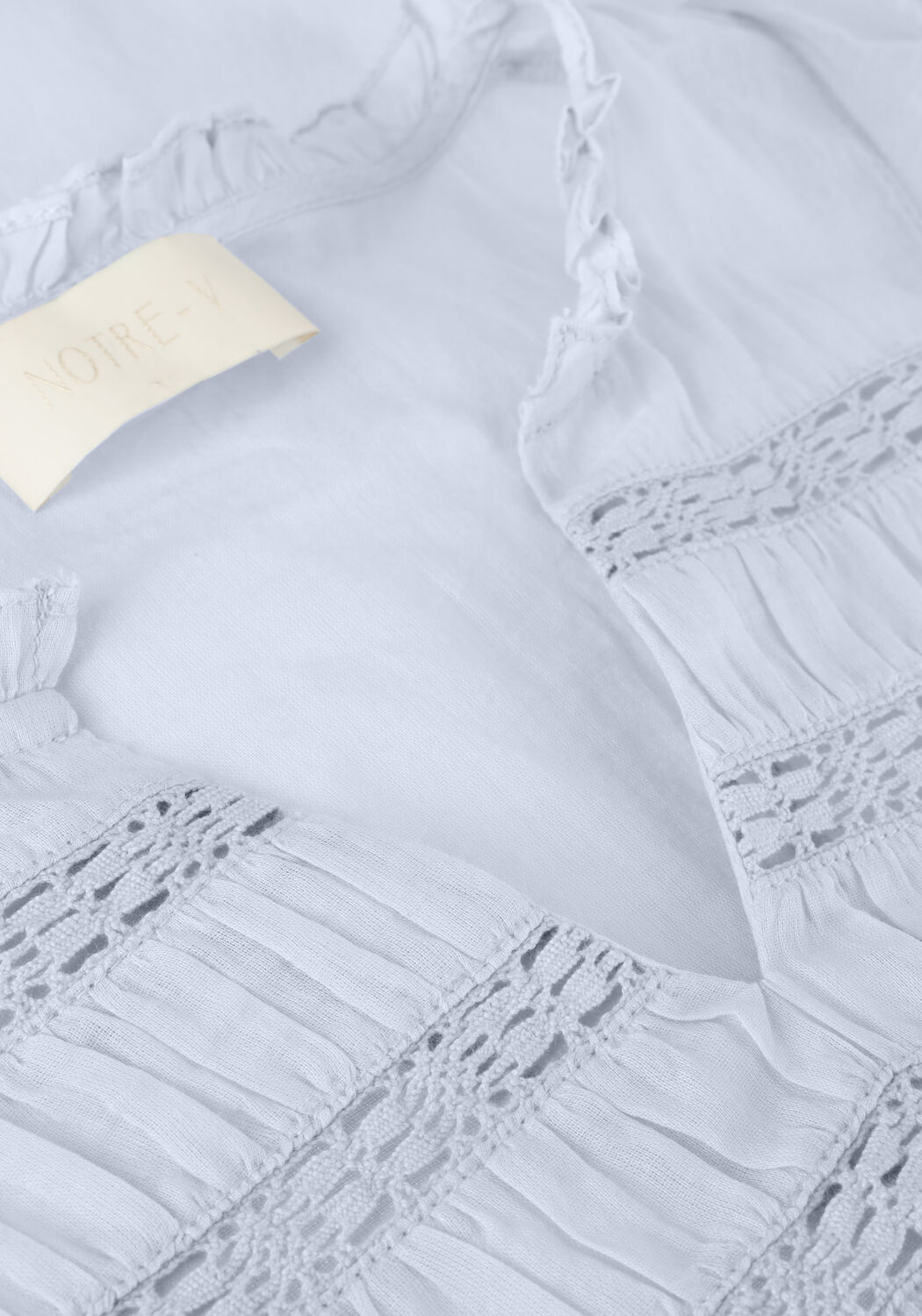 Lichtblauwe NOTRE-V Top VOILE TOP SHORT SLEEVES - large