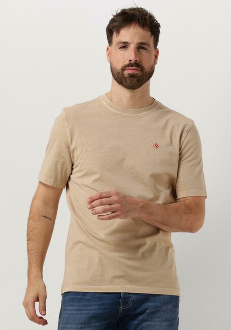 SCOTCH & SODA T-shirt GARMENT DYE LOGO CREW T-SHIRT en beige - large