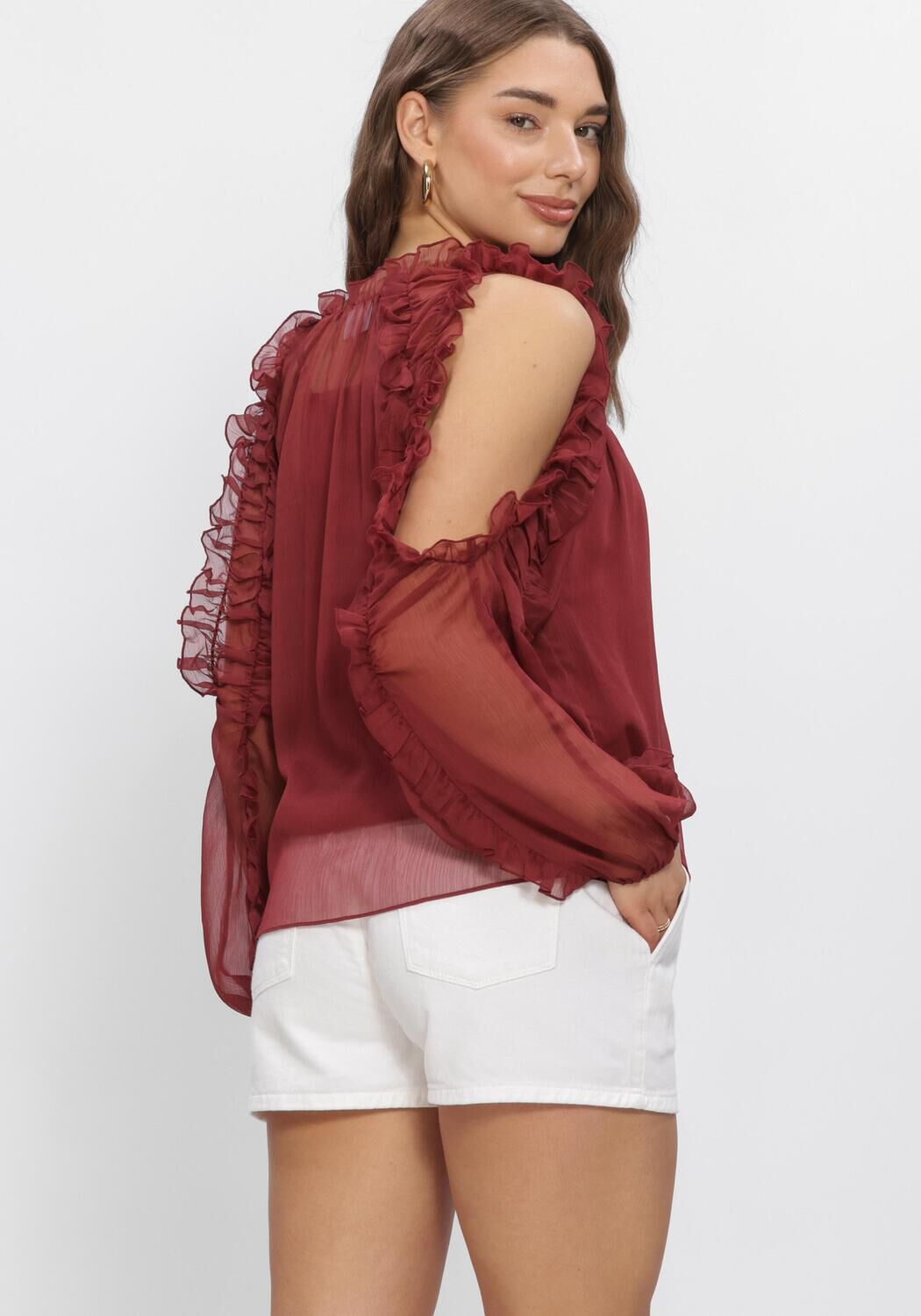 Bordeaux DANTE6 Tops & T-shirts HARMONY BOHO CHIFFON TOP - large