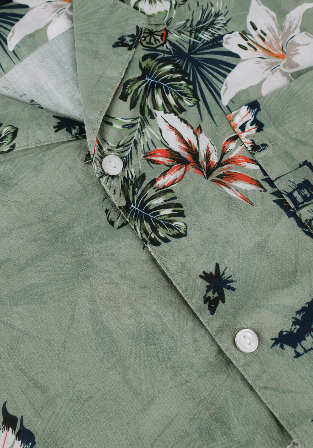 Groene DSTREZZED Casual overhemd RESORT SHIRT S/S TROPICAL MIX VOILE - large