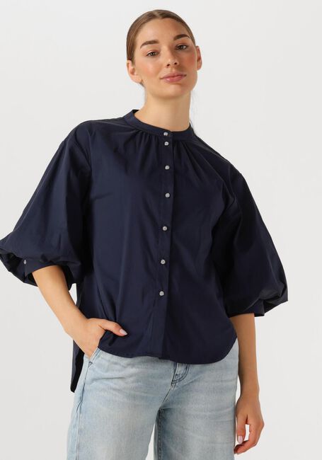 Blauwe SUMMUM  BLOUSE COTTON STRETCH - large
