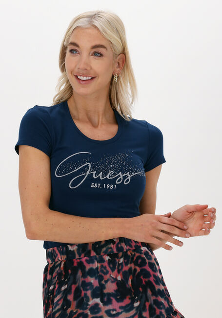GUESS T-shirt SS CN CHLOE TEE Bleu foncé - large