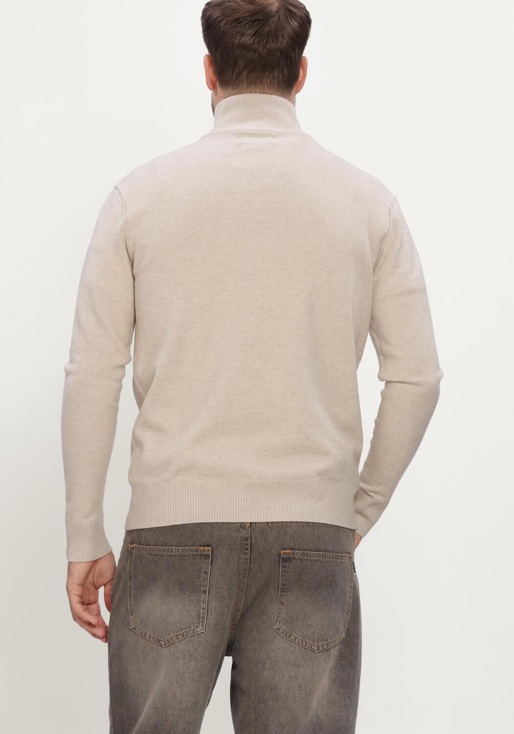BUTCHER OF BLUE Col roul&eacute; CLIFDEN FULL ZIP en beige - large