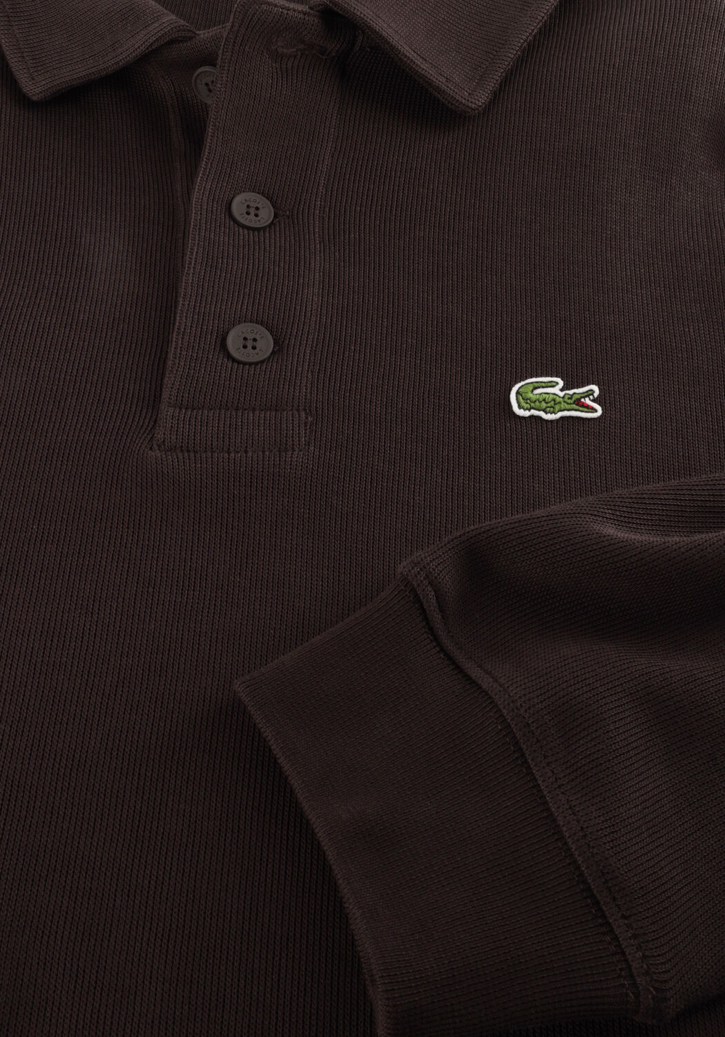 LACOSTE Pull CLASSIC FIT POLO COLLAR RIBBED POLO en marron - large