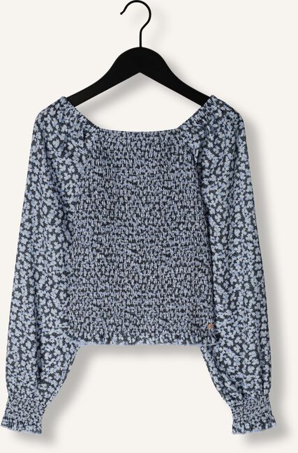 Blauwe NOBELL  TESSA SMOCKED DENIM FLOWER BLOUSE Blauwe NOBELL  TESSA SMOCKED DENIM FLOWER BLOUSE - large