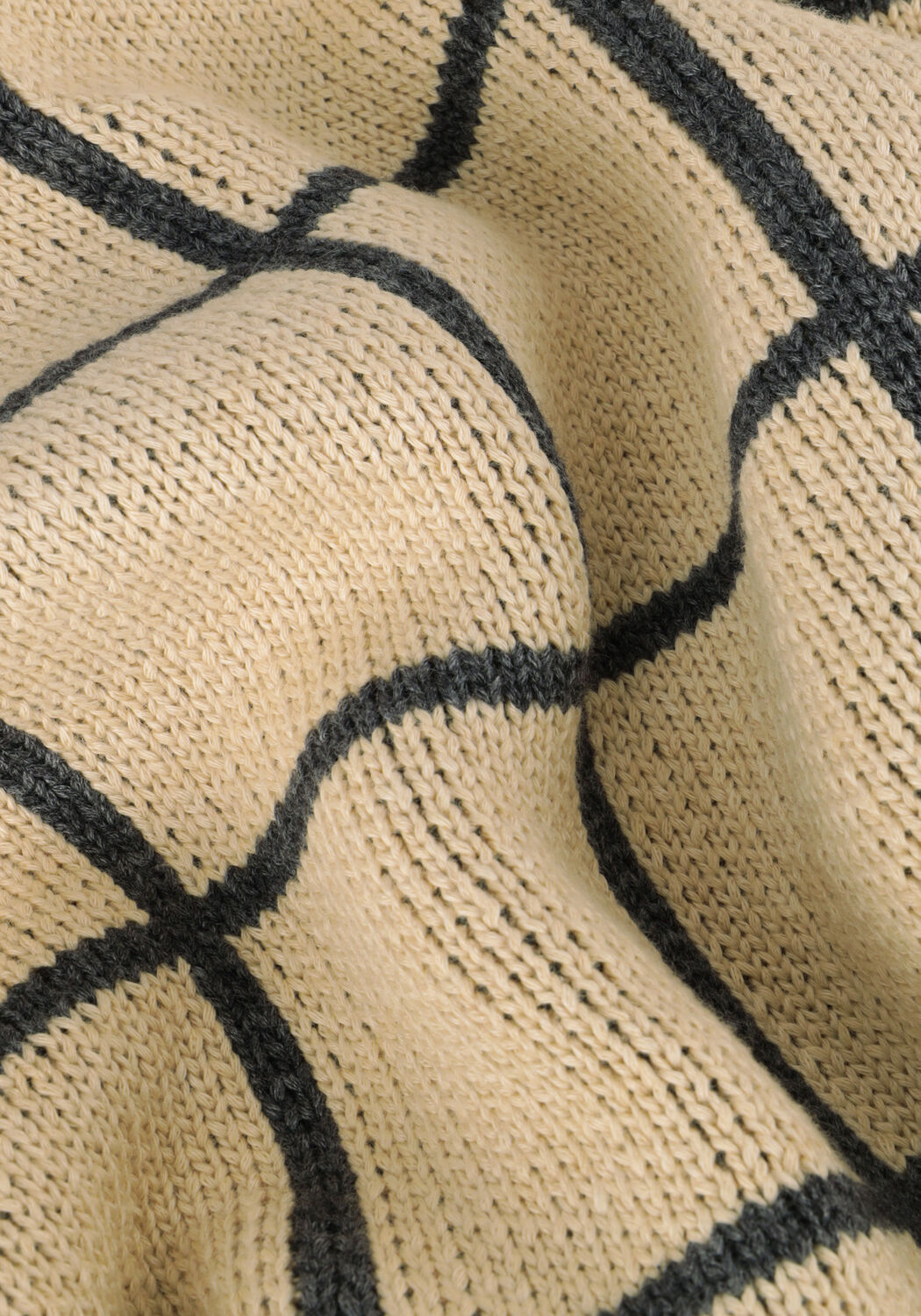 Beige DAILY7 Trui KNITTED SWEATER BIG CHECK - large