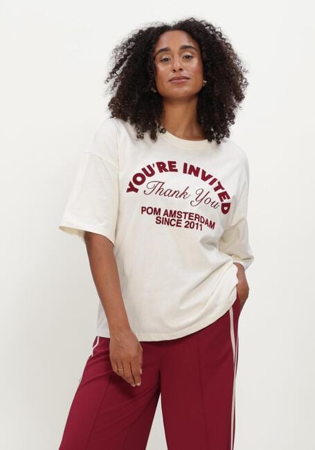 POM AMSTERDAM T-shirt TESS YOU'RE INVITED Cr&egrave;me - large