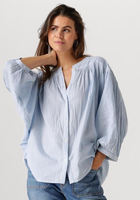 Lichtblauwe SUMMUM  OVERSIZED BLOUSE MICRO STRIPE - large