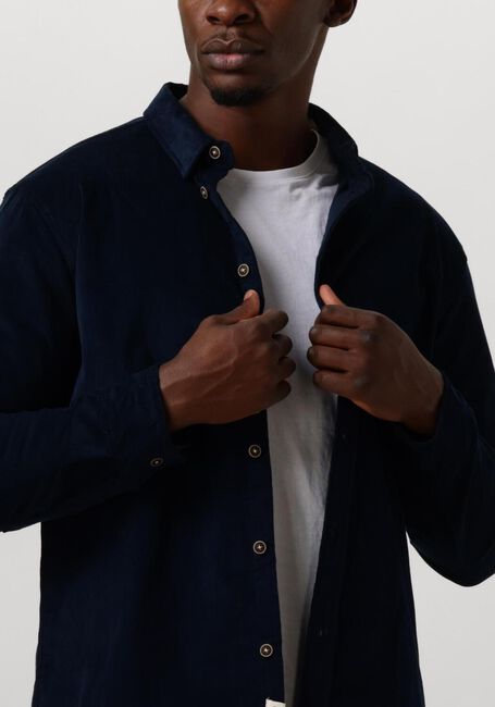 Donkerblauwe ANERKJENDT Casual overhemd AKLEIF SOLID CORD SHIRT - large