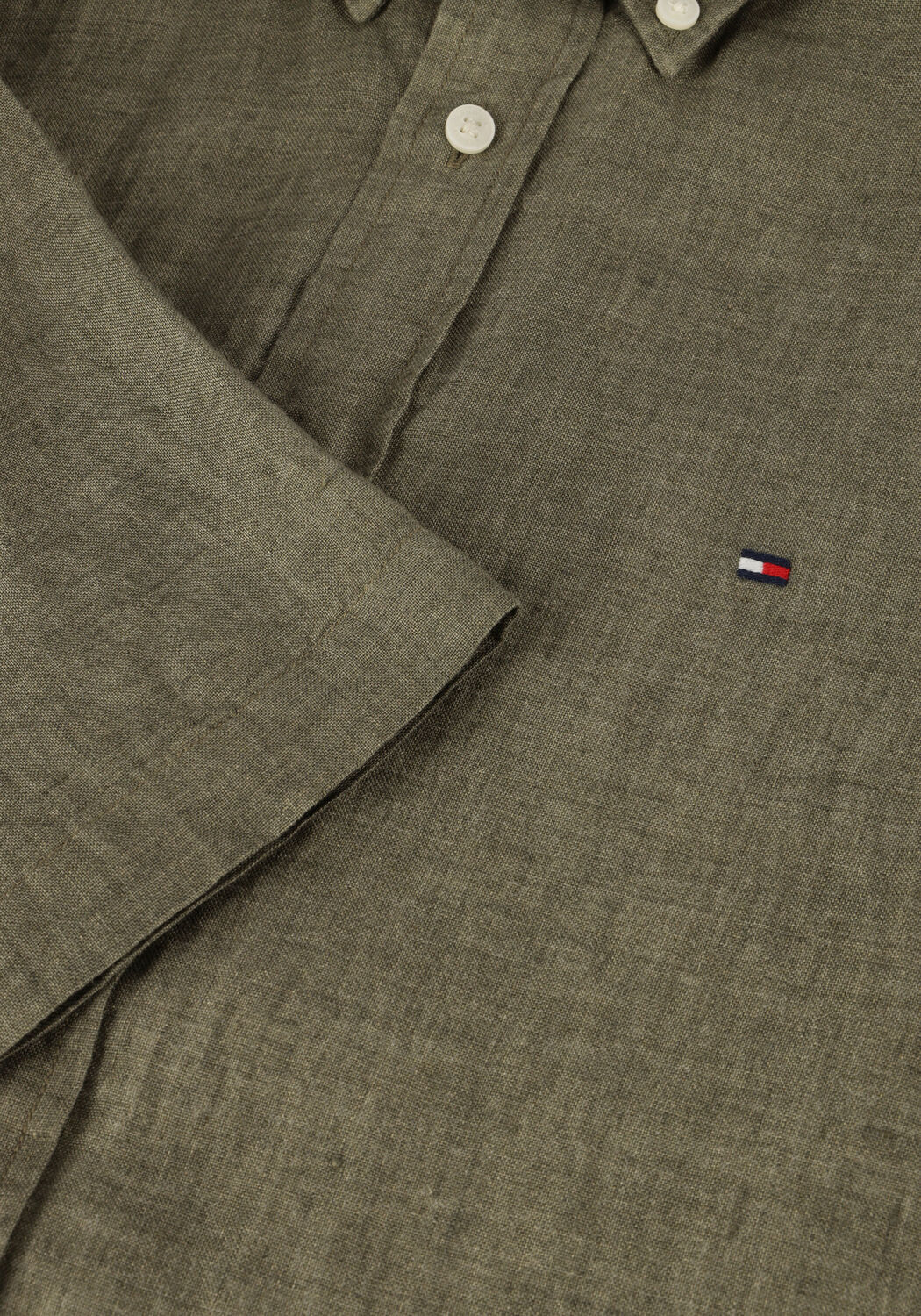 Groene TOMMY HILFIGER Casual overhemd PIGMENT DYED LINEN RF SHIRT S/S - large