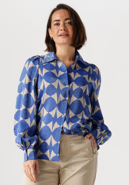 Blauwe SUMMUM  BLOUSE TWO TONE PRINT - large