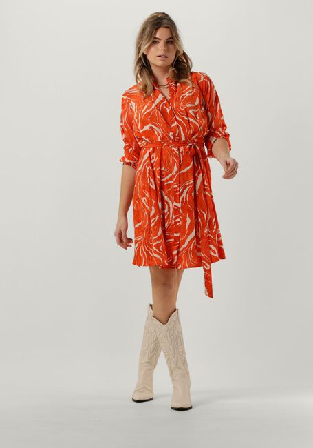 Oranje SELECTED FEMME Mini jurk SLFSIRINE 3/4 SHORT SHIRT DRESS - large