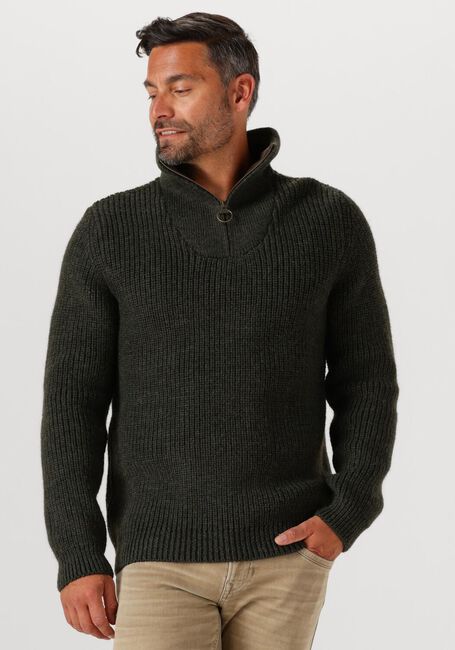 BARBOUR Pull NEW TYNE HALF ZIP KNITTED JUMPER Vert foncé - large
