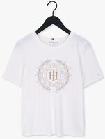 Witte TOMMY HILFIGER T-shirt REG SUEDED TH CREST OPEN-NK TEE