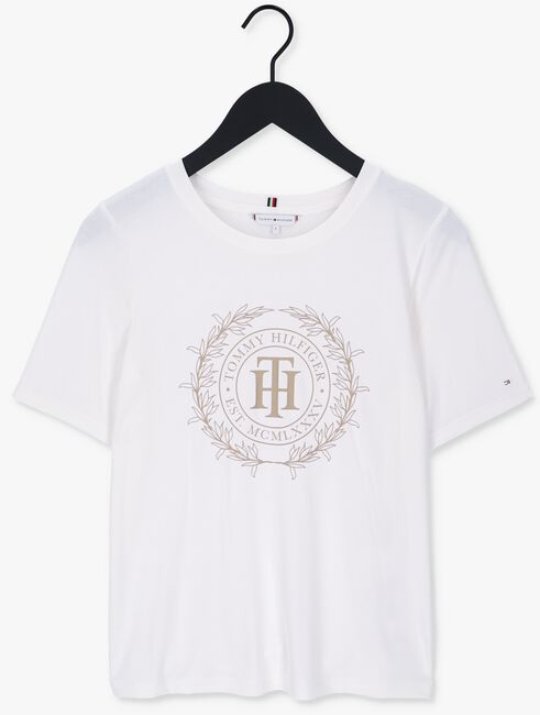 TOMMY HILFIGER T-shirt REG SUEDED TH CREST OPEN-NK TEE en blanc - large