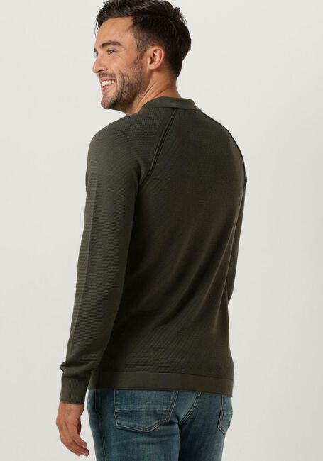 Groene CAST IRON Polo / T-shirt LONG SLEEVE POLO SLIM FIT COTTON MODAL - large