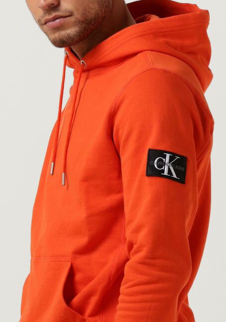 Oranje CALVIN KLEIN Sweater MONOLOGO SLEEVE BADGE HOODIE - large