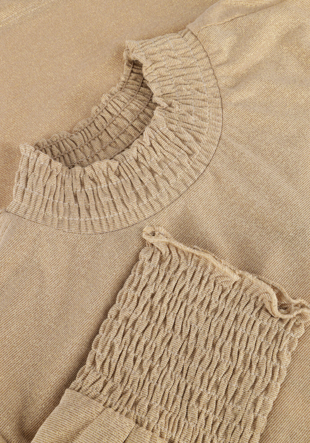 SUMMUM Haut SMOCKED TOP FINE LUREX JERSEY en beige - large